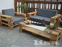 Lounge Gartenmöbel 2-Sitzer Palettenmöbel، Terrasse vintage Design Balkon |  eBay