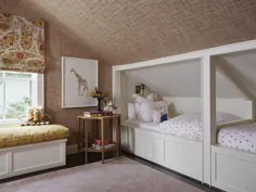 ساخته شده در تختخواب های کودکانه زیر سقف شیب دار - انتقالی - اتاق دخترانه