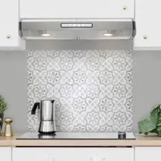 کاشی هوشمند Kit Kitchen Sicile 22.56 in W x 30.06 in. H Grey Peel and Stick Self-Adhesive Tile Wall for Cooktop Backsplash (4-Pack) -SM7000G-04-QG - The Home Depot