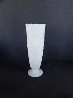 گلدان شیشه ای شیر آنتیک L E Smith گلدان شیشه ای شیر با انگور |  اتسی
