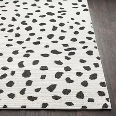 فرش Surya Morocaan خالدار نخی Shag 6'7 X 9'6 در سیاه / سفید سفید / سیاه