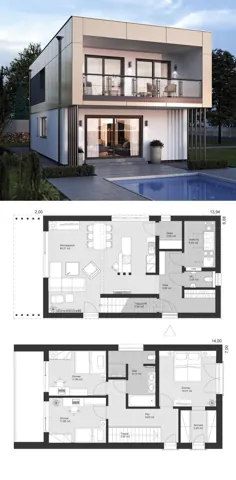 Modernes Design ELK Haus 132 mit Flachdach - ELK Fertighaus |  HausbauDirekt.de