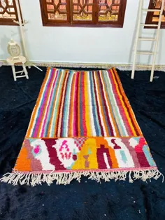 قالیچه مراکشی افسانه مراکشی بوقاد فرش چهارخانه |  اتسی