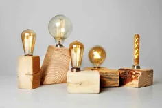 لامپ لامپ ادیسون ساخته شده از هدیه اصلاح شده چوب Housewarming |  اتسی