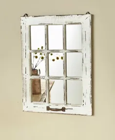 آینه شیشه پنجره چوبی مصنوعی کشور دکور خانه مزرعه سفید طبیعی سیاه |  eBay