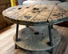 فروخته شده میز قهوه قرقره چوبی بازیافتی / پایه شستشوی فلزی |  اتسی
