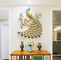 ساعت دیجیتال لوکس 3D طاووس دیواری Crystal Quartz Art |  اتسی