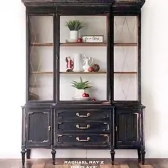 SOLDChina Cabinet Hutch Cream Brown Brown |  اتسی