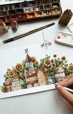 روستای رنگارنگ در نقاشی