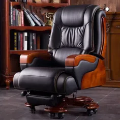 صندلی کامپیوتر چرمی خانگی چرمی با کیفیت عالی صندلی اداری لوکس - ماساژ قهوه ای