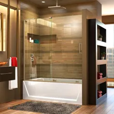 DreamLine Mirage-X 58-in H x 56-in-60 in W Frameless Sliding Brushed Brushed Nickel Brush Bath Door (Clear Glass) Lowes.com