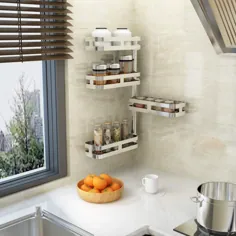 قفسه چرخان فولادی ضد زنگ LVMEIHUA ، گوشه اتاق خواب بالکن آشپزخانه آویز دیوار / 360 درجه چرخش ادویه و قفسه ذخیره سازی لوازم آرایشی (رنگ: 4 لایه)