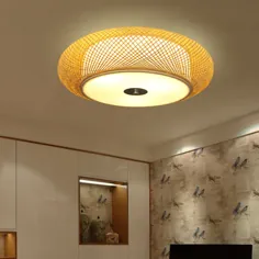 Japanische Deckenlampe aus Bambus rund für Wohnzimmer