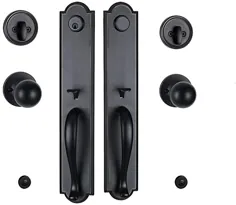 دستگیره دو درب دارای دسته دکمه ای برای درب جلو در برنز قدیمی (دسته ورودی کلید دار و ست ساختگی ساختگی) ، MDHST201810B-KB-DOUBLE