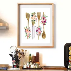 ظروف آشپزخانه گل آشپزخانه تزئین دیوار هنر آشپزخانه ظروف هنر بوم نقاشی نقاشی دیواری عکس پوستر دکوراسیون خانه - دیوارپوش ها - زندگی خانه خود را تزئین کنید