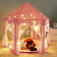 Egotank Pink Princess Castle چادر بازی برای دختران ، کودکان و نوجوانان چادر با چراغ های LED LED داخلی و خارجی (چادر شاهزاده خانم)