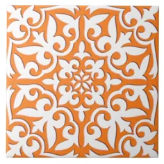 کاشی مراکشی - نارنجی و سفید مرجانی |  Zazzle.com