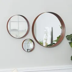 ست آینه گرد دیواری مسی