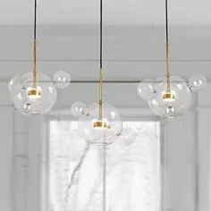لوسترهای حبابی صابونی EDISLIVE با 3 عدد چراغ آویز شیشه ای 14 سقف آویز گلاس گلاس مخصوص چراغ های چراغ جزیره آشپزخانه (سایبان بلند)