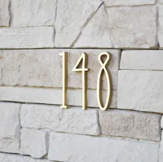شماره های خانه دکور آرت دکو 6 اینچ (15 سانتی متر) <بستن با کمک گل میخ> آدرس رنگ طلا ، سبک عتیقه ، HomeDecorYaLe