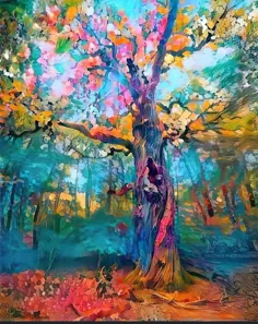 درخت رویایی در جنگل رنگین