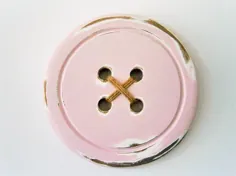 دکمه چوبی بزرگ صورتی Shabby Pink Art / دکمه بزرگ نقاشی شده |  اتسی