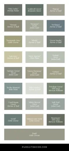 36 الهام بخش داخلی خاکستری سبز (با نام رنگی رنگ) - دکور پیگیری