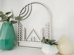 Nature Trees A frame Tent Sun Arch Wood Wood Cut Modern Window Arch |  اتسی