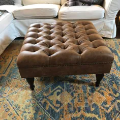 چرم مصنوعی Vegan Tufted Upholstered Ottoman - چهارپایه ، میز قهوه - Design 59 inc