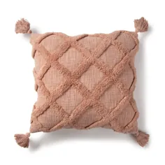 Better Homes & Gardens Tufted Trellis Decorative Throw بالش مربع ، 20 "x 20" ، مرجان - Walmart.com