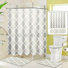 لیست جدید 4 عدد / ست حمام ضد آب دوش پرده توالت پوشش درب توالت فرش حمام