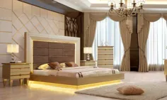 مجموعه اتاق خواب سنتی 5 عدد PCS در چرم خاکستری به سبک سنتی Homey Design HD-918