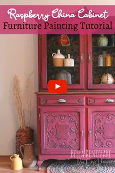 VIDEO منحصر به فرد Raspberry China Cabinet Makeover - آموزش نقاشی مبلمان DIY برای بلا Renovare