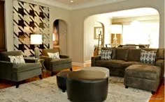 اتاق نشیمن دوست داشتنی با کاناپه و صندلی های قهوه ای - 62566 ایده و عکس طراحی