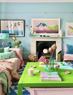 تور خانه: خانه خیره کننده یک هنرمند بریتانیایی در لندن با رنگ های تازه ، پاستلی و نقاشی دیواری رنگارنگ |  آودنزا