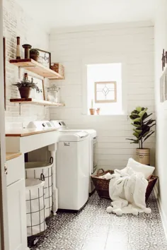 دیوار آجری مصنوعی DIY در اتاق خشکشویی - زیبایی برای خاکستر