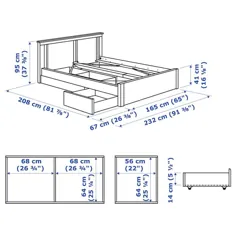 SONGESAND قاب تختخواب با 2 جعبه ذخیره سازی ، سفید ، کوئین - IKEA