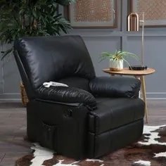 صندلی ماساژ چرمی مدرن مصنوعی با سیستم گرمایش (سیاه)