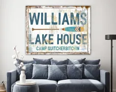 Lake House Rustic Wall Decor Personal Family Sign Lodge |  اتسی