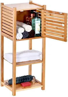 ToiletTree Products Bamboo حمام ذخیره سازی کابینت - قفسه تنظیم کننده چوبی مستقل برای حمام و اتاق خواب - کابینت چند منظوره ذخیره سازی 3 طبقه