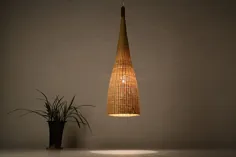 چراغ سقفی آویز چوبی بامبو و چوبی بطری غول پیکر |  اتسی