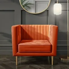 صندلی مربع مخملی در نارنجی و طلایی - پیچک |  eBay