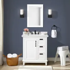 آلن + روت Clarita 30 اینچ سفید غرق حمام تک ظرفشویی حمام با سنگ سفید مهندسی بالا Lowes.com