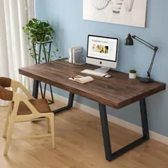 میز کار WoodX چوب جامد چوبی میز کار طبیعی میز اداری اسکلت آهن