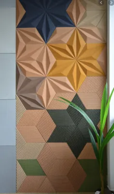 طرح های پنل دیواری چوب پنبه بازیافت شده 3D