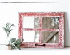 آینه RUSTIC DISTRESSED با براکت های گوشه ای برنز مالش روغن ، آینه خانه ، آینه روستایی ، آینه حمام ، دیوار آینه ، آینه مزرعه