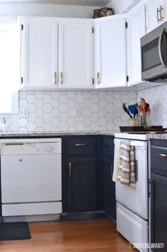 یک بازسازی آشپزخانه دو تن دی با کاشی های شش ضلعی
