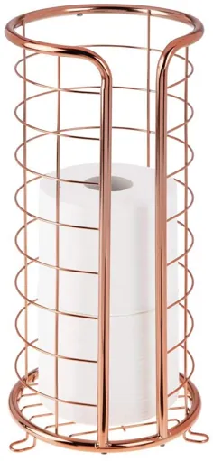 پایه نگهدارنده کاغذ توالت فرنگی و فلزی تزئینی mDesign با محل نگهداری 3 رول دستمال توالت - برای اتاق حمام / پودر - مگا رول را نگه می دارد - برنز