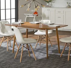 صندلی غذای آشپزخانه چوبی آشپزخانه صندلی 5 تکه Mid Century Eames صندلی سفید / قهوه ای - واکر ادیسون C60MCPU5WH