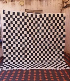 فرش سیاه و سفید مراکشی فرش Morrocan Checker |  اتسی